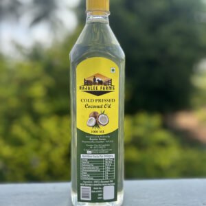 Rajalee Farms cold-pressed coconut oil bottle